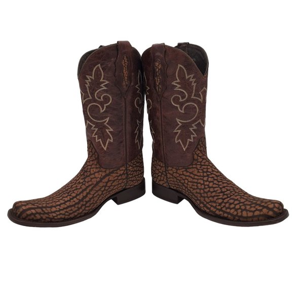 JW Ranch Leon Mexico crafted mens 9.5 brown suede bull neck cowboy western boots - Picture 9 of 16